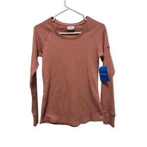 Columbia Waffle knit long sleeve shirt two tone coral Xtra Small NWT